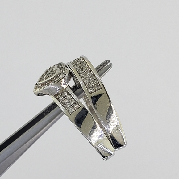 Dazzling Ladies 2 Pcs Silver Heart Shape Ring Set - Picture 3 of 8